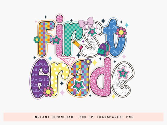 First Grade Back to School Preppy PNG Design