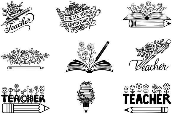 Floral Teacher Svg, Back to School Bundle: A Digital Resource for Creative Educators and Designers