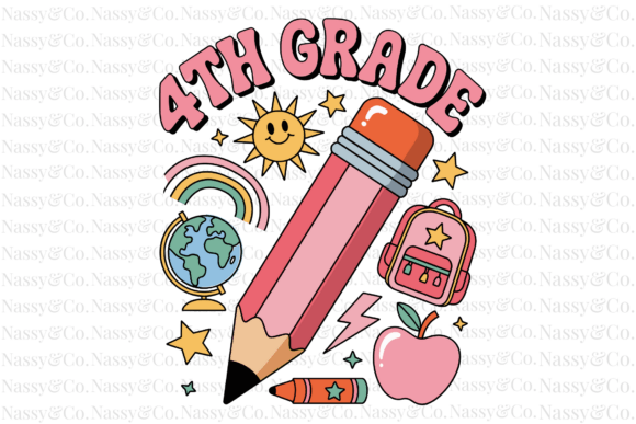 Fourth 4th Grade Pink Back to School PNG
